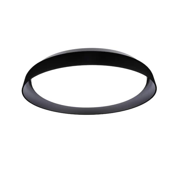 Hampton 17 in. 1-Light 30-Watt Black Integrated LED Flush Mount