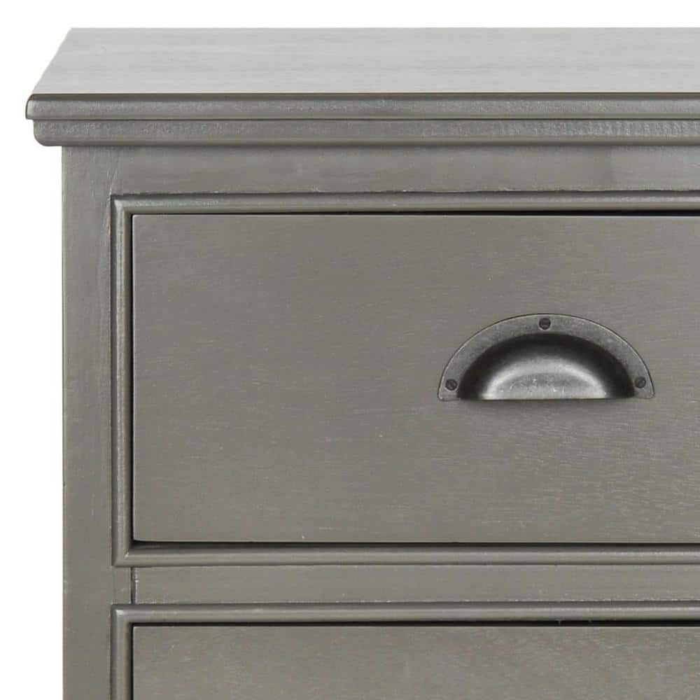 Gray Pine Wood 3-Drawer Accent Table