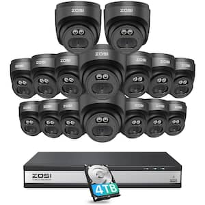 16-Channel 4TB POE NVR Security Camera System with 16 Wired 4MP(1440P) QHD 2.5K Outdoor/Indoor IP Dome Audio Cameras