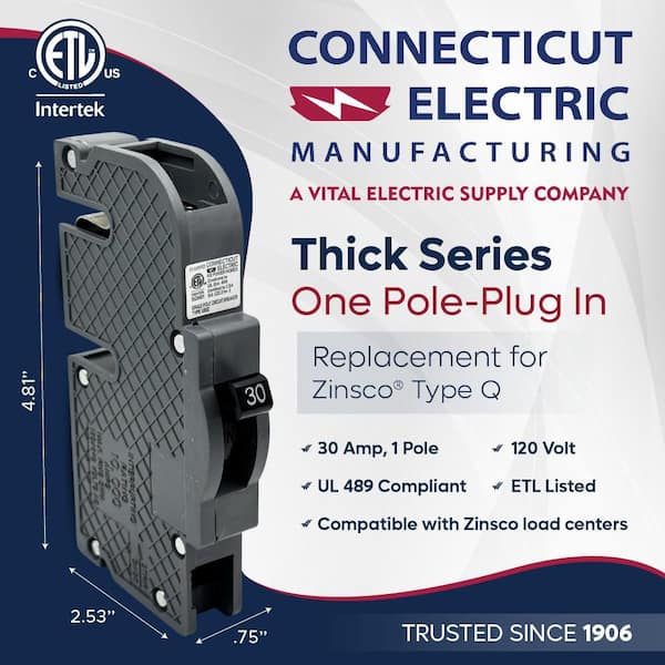Zinsco New VPKUBIZ Thick 30 Amp 3/4 in. 1-Pole Zinsco Q30