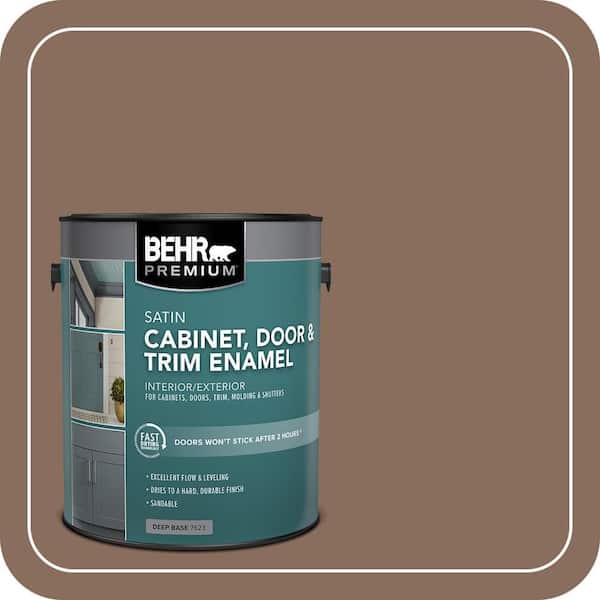 1 gal. #N190-6 Nut Brown Satin Enamel Interior/Exterior Cabinet, Door & Trim Paint