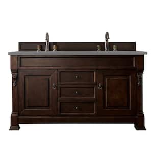 Brookfield 60 in. W x 23.5 in. D x 34.3 in. H Double Bath Vanity in Burnished Mahogany with Quartz Top in Grey Expo