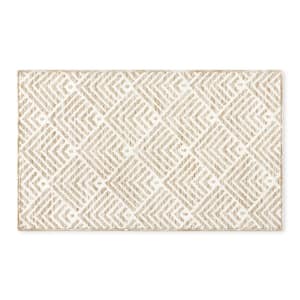 Town & Country Living Everyday Walker Modern Diamond Beige 24 in. x 72 in. Machine Washable Runner Kitchen Mat