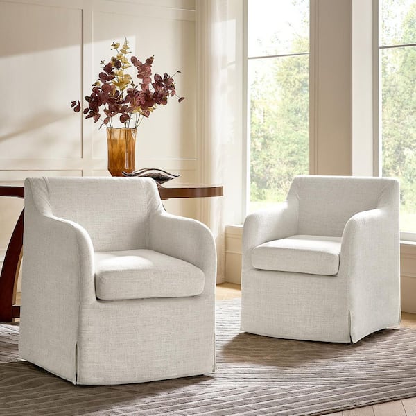 Tania Ivory Farmhouse Polyester Dining Chair (Set of 4)