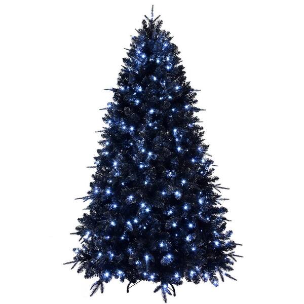 FIROMO 9 ft. Pre-Lit Black Christmas Tree, Full Halloween Xmas Artificial Tree 3176 Branch Tips