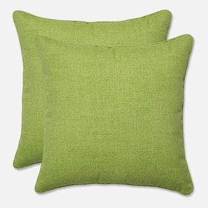 Solid Green Square Outdoor Square Throw Pillow 2-Pack