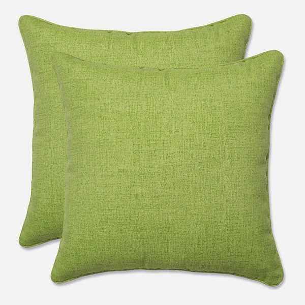 Pillow Perfect Solid Green Square Outdoor Square Throw Pillow 2-Pack