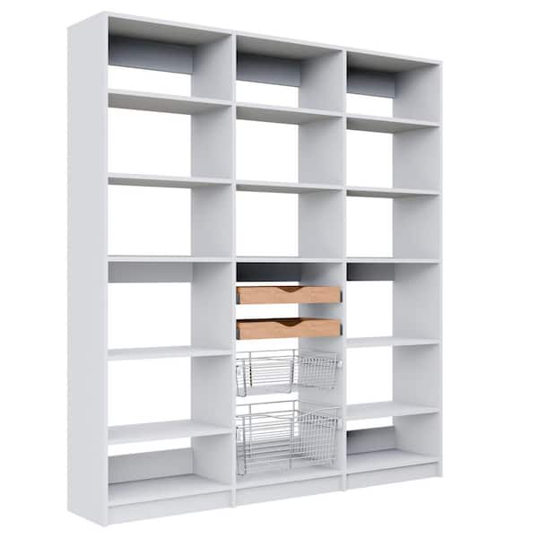 Alto Pantry Collection 105 in. W White Wall Mounted 2-Shelf Towers and Shelf Tower w/ Pull Outs Wood Closet System
