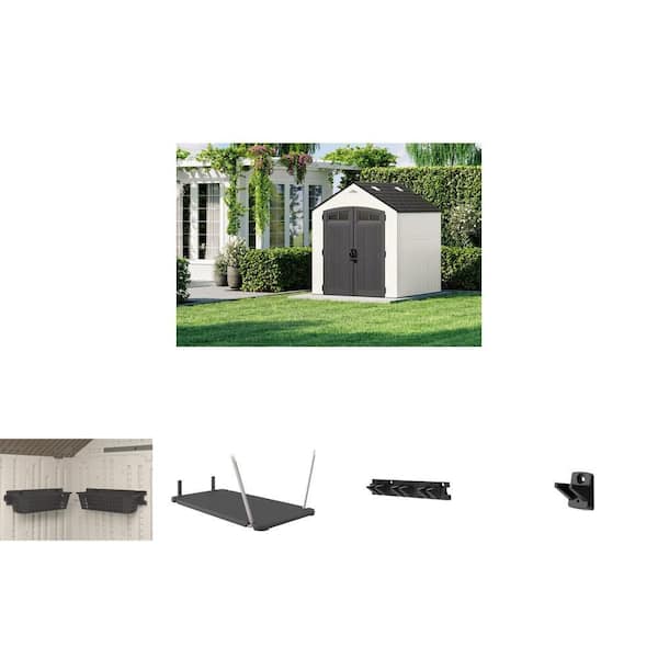 Ridgeland 7 ft. x 7 ft. Shed, 25 in. Basket Kit (2-Pack), 45 in. Loft, Tool Kit (2-Pack)