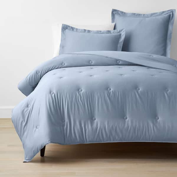 The Company Store Misty Blue Solid Rayon Made From Bamboo Cotton Sateen Tufted Twin Comforter