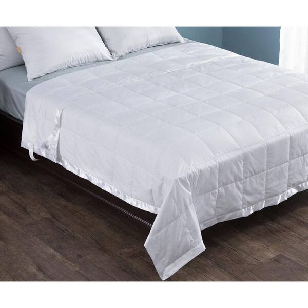 Unbranded White Twin Cotton Quilted Down Filled Blanket