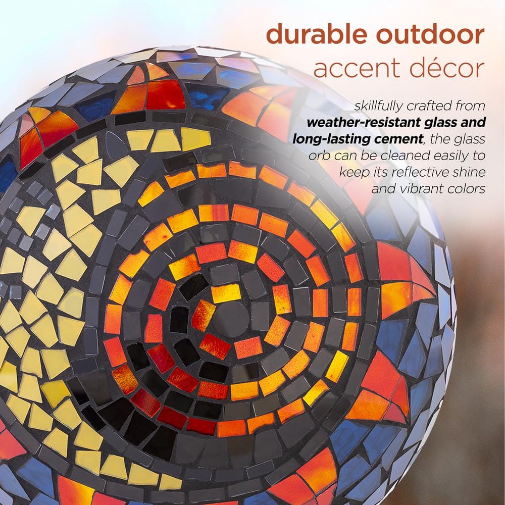10" Multicolor Glass Mosaic Sun and Moon Gazing Globe