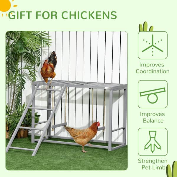 PawHut Wooden Chicken Swing Set Play Center for 3-4 Birds