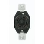 30 Amp 120/208-Volt 3-Phase Flush Mounting Non-Grounding Locking Outlet, Black