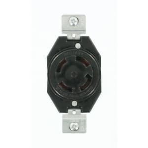 30 Amp 120/208-Volt 3-Phase Flush Mounting Non-Grounding Locking Outlet, Black