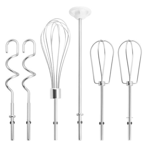 Stainless Steel Finish Hand Mixer Beater Whisk Dough Hook Blending Rod Accessory Set for CI100 Series 6 pcs