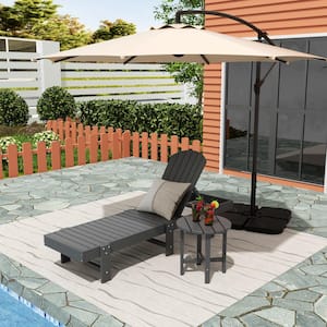 Altura 18 in. 2-Piece Gray Outdoor Classic Adjustable Adirondack Backrest Chaise Lounge with Round Side Table Set