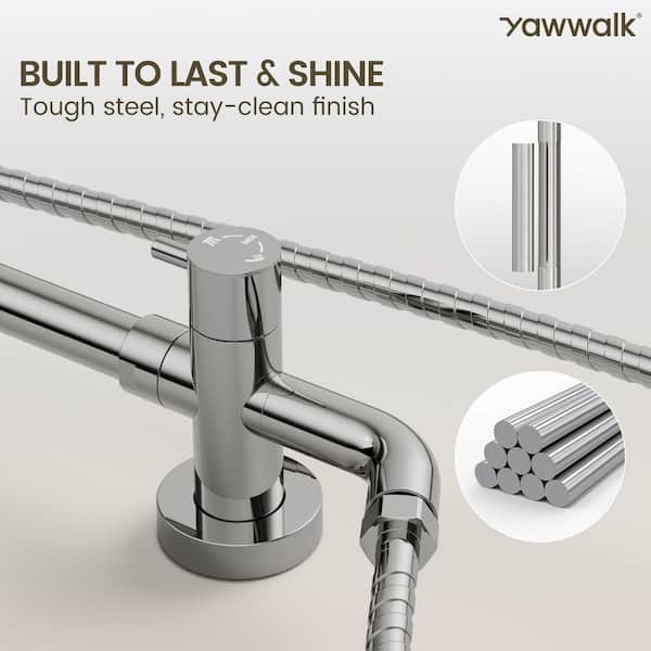 YAWWALK 2-Spray Round High Pressure Wall Bar Shower Kit with 3
