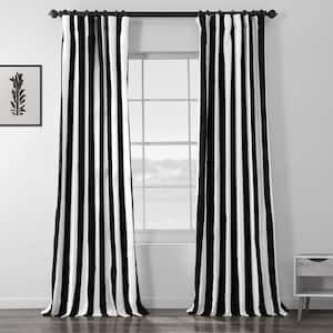 Cabana Black Striped Rod Pocket Room Darkening Curtain - 50 in. W x 108 in. L (1 Panel)