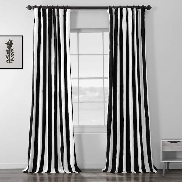 Exclusive Fabrics Furnishings Cabana Black Striped Rod Pocket Room Darkening Curtain 50 In W X 108 L 1 Panel Prtw D17 The