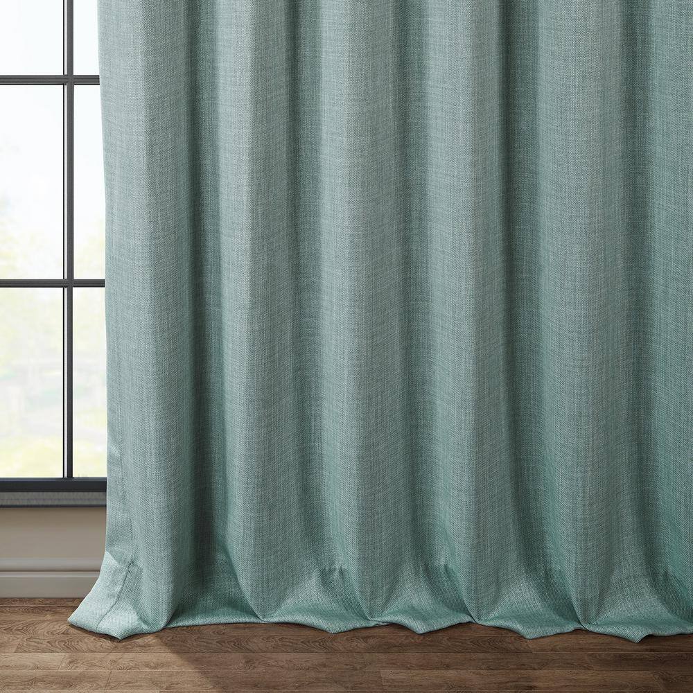 Sea Thistle Gray Faux Linen Blackout Curtains 50" x 108"