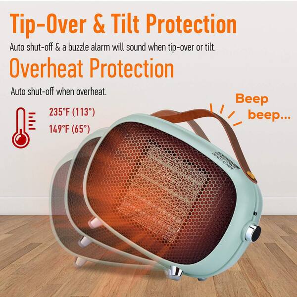 CONVECTION HEATER 800W 360度首振り 800W Green Indoor Electric Mini Retro Heater Ceramic Heating Space