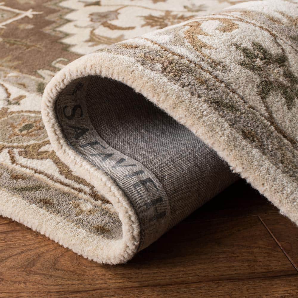 Handmade Beige and Sage Wool Tufted Round Rug