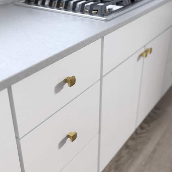 Simply Geometric 1-1/8 in. (29 mm) Modern Gold Square Cabinet Knob