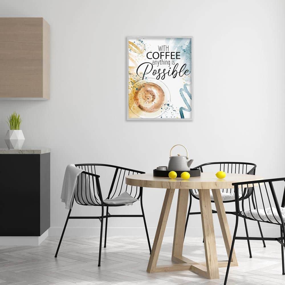 With Coffee Anything Possible by Kim Allen Gray Framed Typography Giclee Art Print 30 in. x 24 in. price history on PriceWatchPro