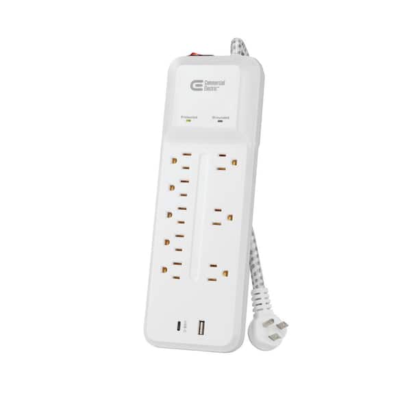 Commercial Electric 12 ft. Braided Cord 8-Outlet Surge Protector