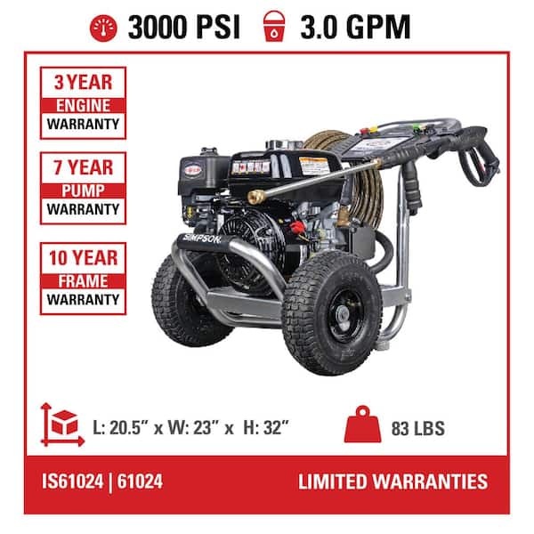3000 PSI 3.0 GPM Gas Pressure Washer with Honda GX200 Engine, Heavy-Duty Industrial Cold Water Power Washer