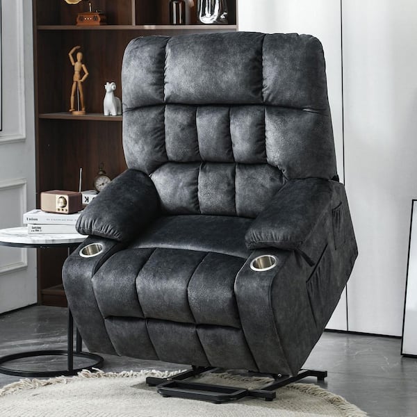 美品　peak ローチェア30 BYBORRE INSIDE YOFE Gray Velvet Oversized Electric Power Lift Recliner