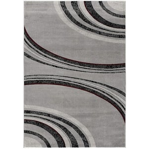 Montage Grey (5 ft. x 8 ft.) - 5 ft. 3 in. x 7 ft. 7 in. Modern Abstract Area Rug