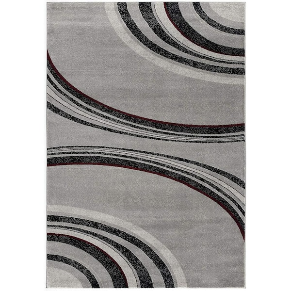 Rug Branch Montage Grey (5 ft. x 8 ft.) - 5 ft. 3 in. x 7 ft. 7 in. Modern Abstract Area Rug