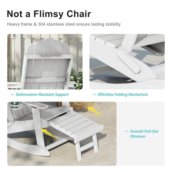Livewood Folding Ergonomic Plastic Adirondack Chair, 3-Position