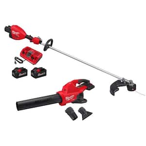 M18 FUEL 18V Brushless Cordless 17 in. Straight Shaft String Trimmer w/Dual Battery Blower, (2) Battery, Charger