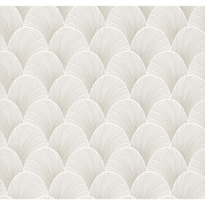 Metallic White Gold Scallop Wallpaper