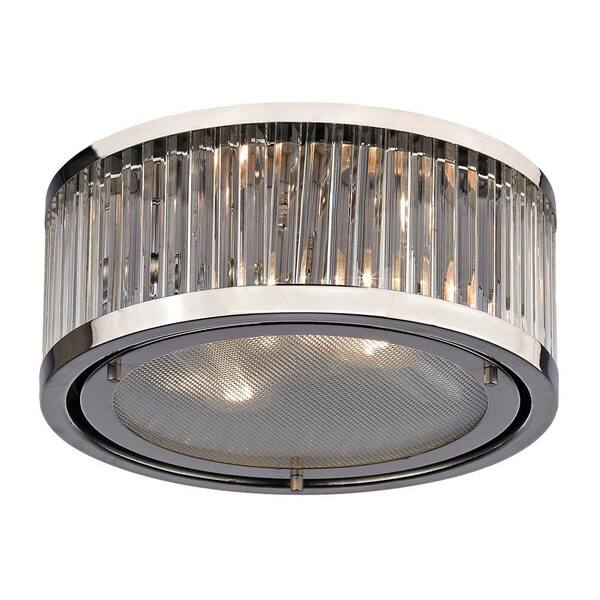 Titan Lighting Munsey Park Collection 3-Light Polished Nickel Flushmount