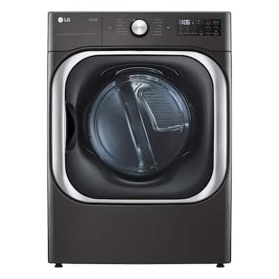9.0 cu. ft. Mega Capacity Gas Dryer with with Sensor Dry, Turbo Steam in Black Steel