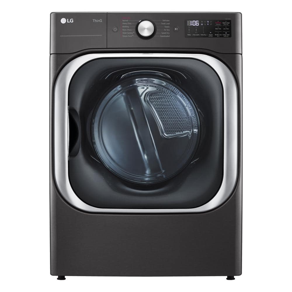 LG 9.0 cu. ft. Vented SMART Stackable Gas Dryer in Black Steel with TurboSteam and Sensor Dry Technology