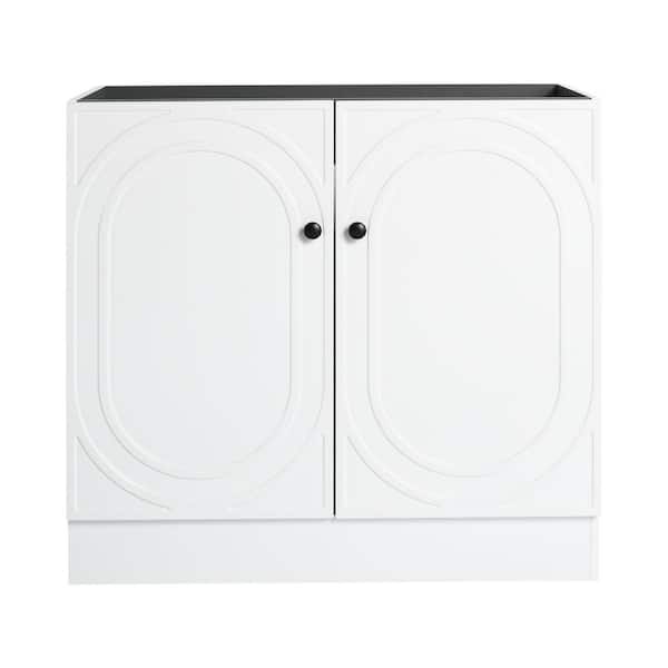 Sheffield 35.06 in. W x 19.5 in. D x 33.37 in. H Freestanding Bath Vanity Cabinet without Top in White Unassembled