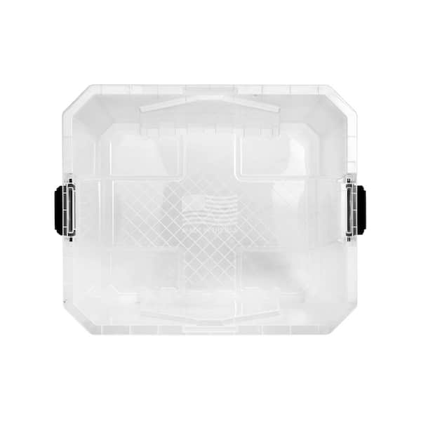 Husky - 27 Gal. Pro Grip Storage Tote in Clear with Red Lid