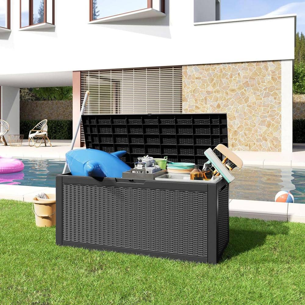 100 Gallon Gray Lockable Plastic Deck Box