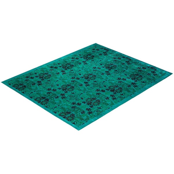Overdyed Green 8 ft. 2 in. x 10 ft. Wool Indoor Area Rug