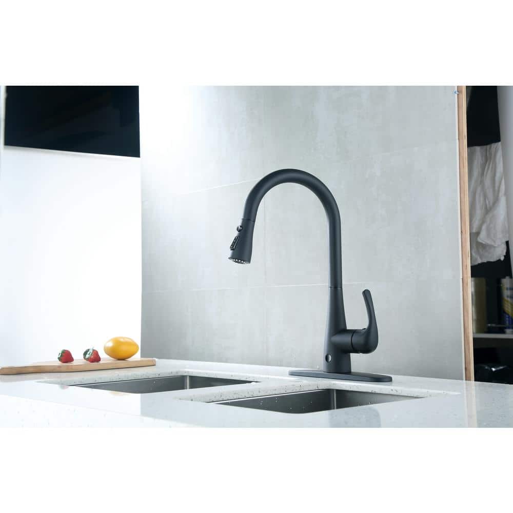 Leeds Matte Black Stainless Steel Pull-Down Kitchen Faucet