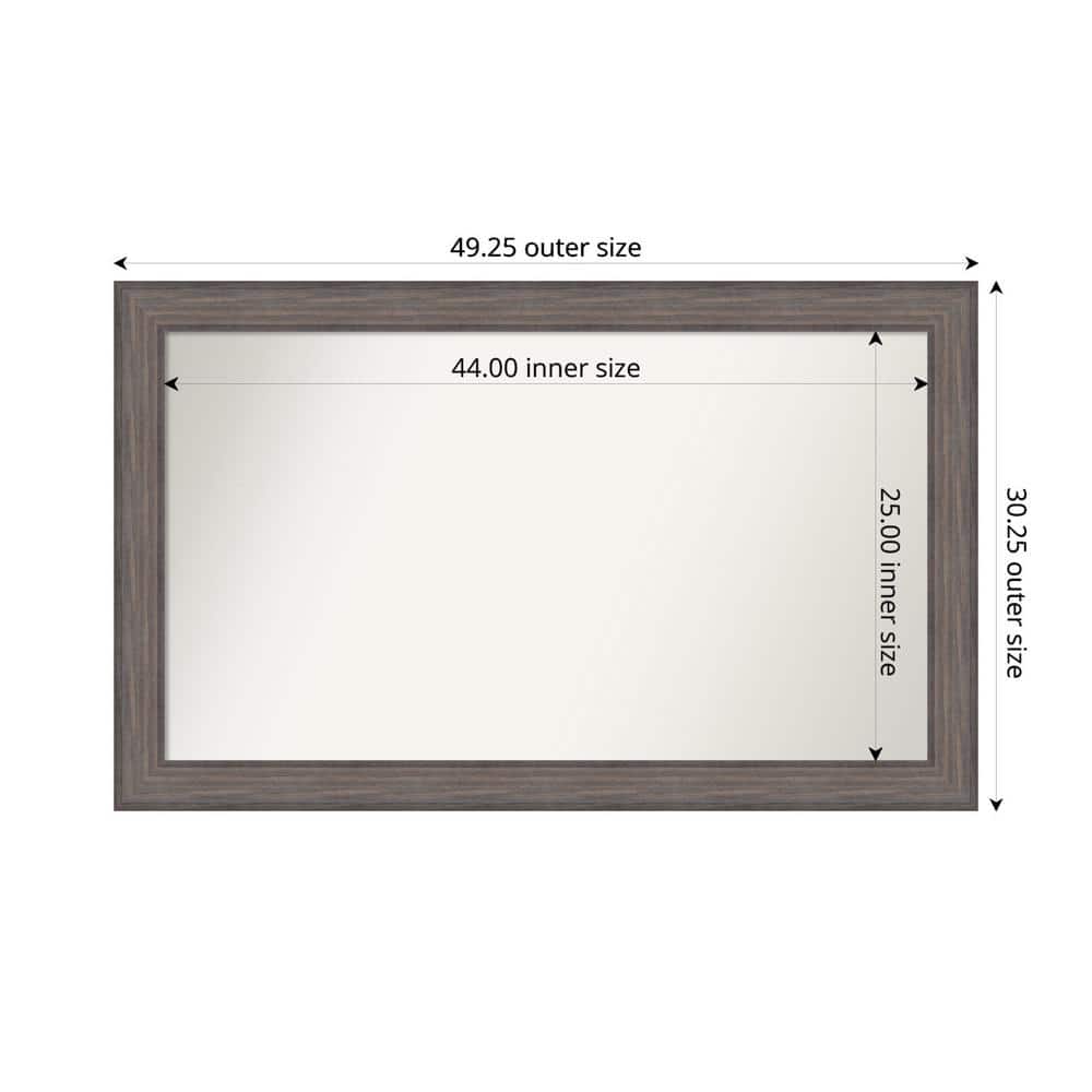 Country Barnwood 49.25 in. W. x 30.25 in. Custom Non-Beveled Wood Framed Bathroom Vanity Wall Mirror