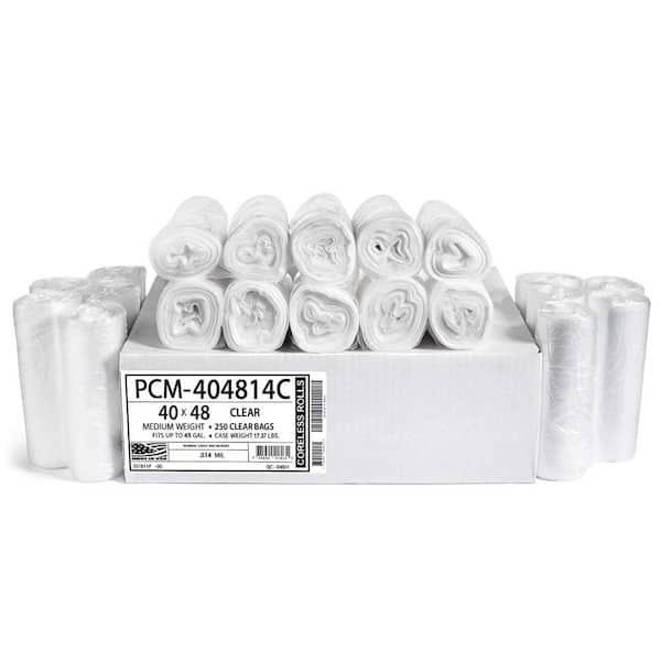 Aluf Plastics 45 Gal. Clear Trash Bags - 40 in. x 48 in. (Pack of 250) 14 mic (eq) - for Commercial and Industrial Use