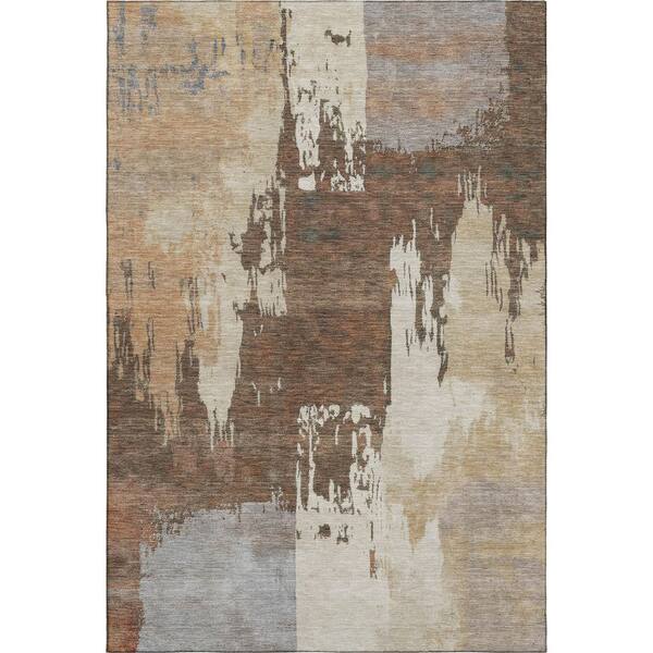 Mayfield Premium Machine Washable Abstract AMF2347 Cayenne 5 ft. x 7 ft. 6 in. Area Rug