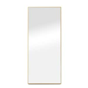 Gold 22 in. W x 65 in. H Rectangle Metal Floor Mirror, Full Length Mirror Free-Standing Hanging or Leaning