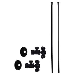 5/8 in. x 3/8 in. OD x 20 in. Bullnose Faucet Supply Line Kit with Cross Handle Angle Shut Off Valve, Matte Black